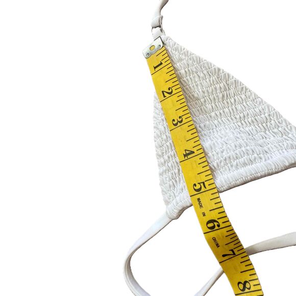 IShine365 Bikini Top Bundle S Small Smocked Triangle Tie Neck Rust White Nylon - Picture 5 of 6